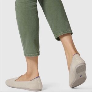 Rothy’s The Loafer Linen Double Stitch Beige Cream flats slip on round toe-Sz:8